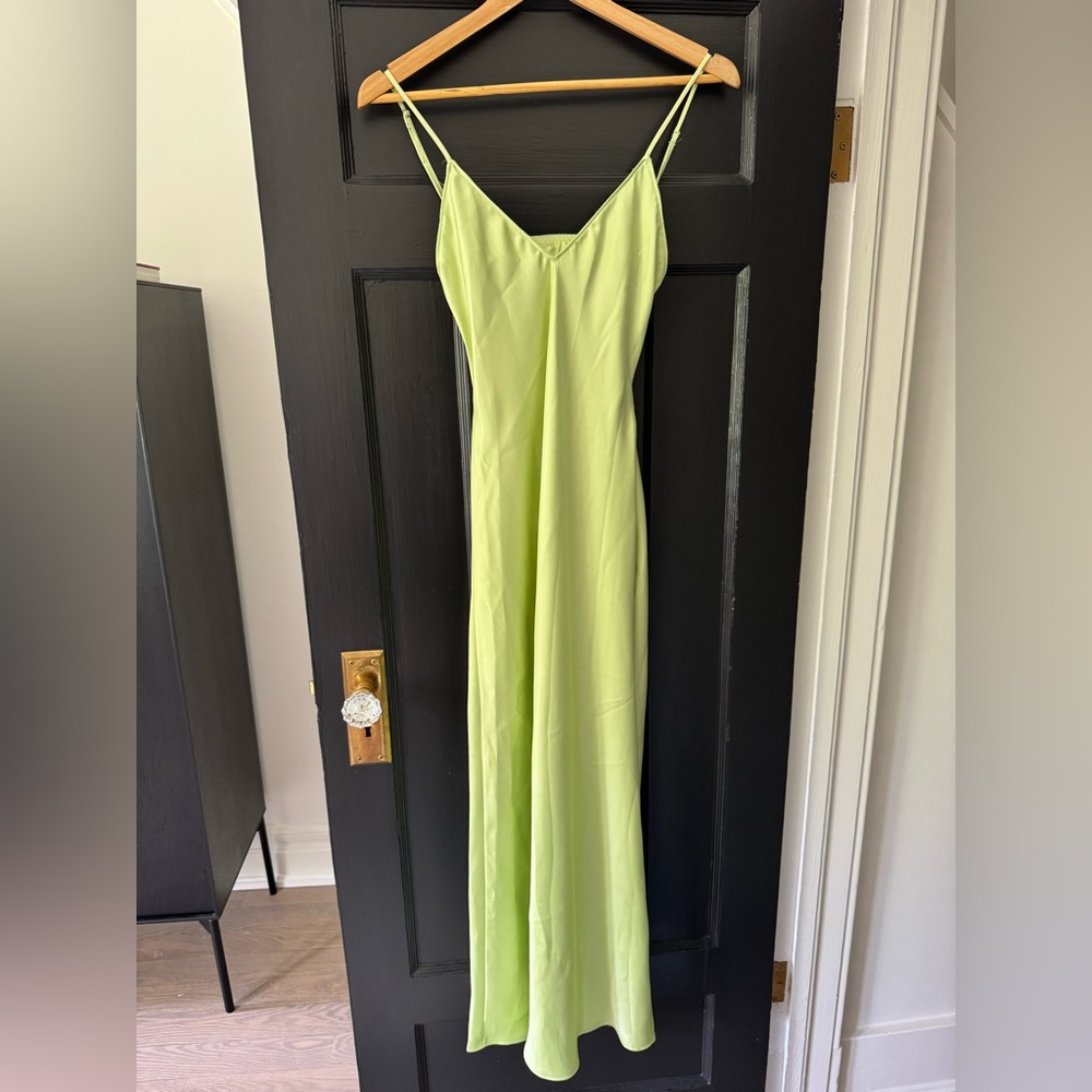 Zara Green Maxi Slip Dress Spaghetti Strap Sleeveless